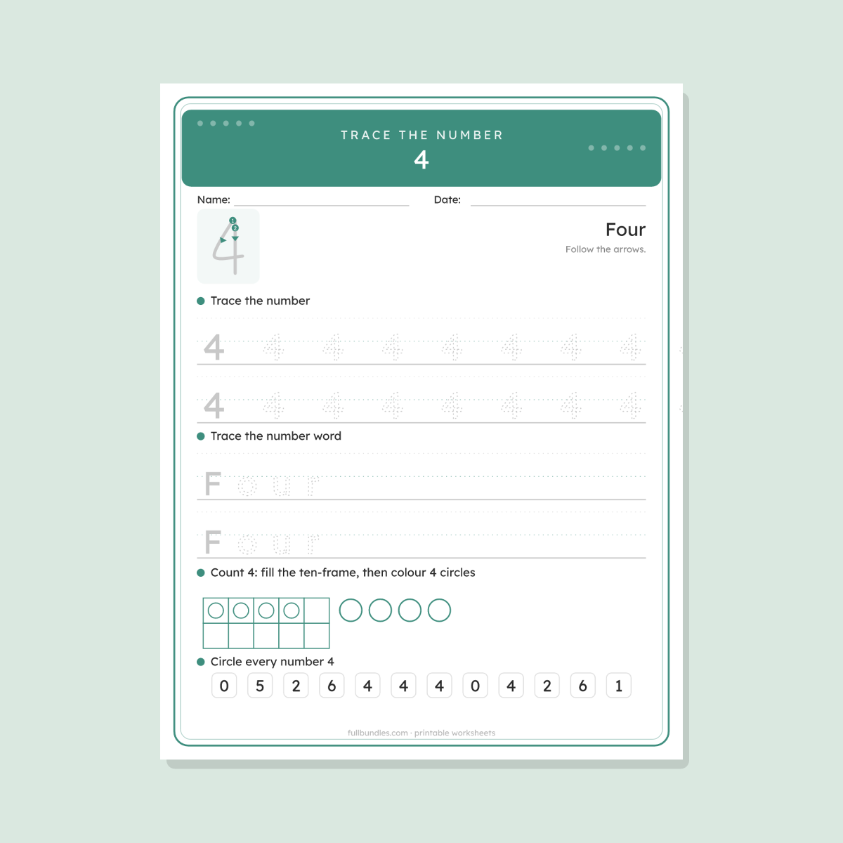 Number Tracing Worksheets 1-20 — 20 Printable Counting & Number Practice Pages (Preschool & Kindergarten) preview 4