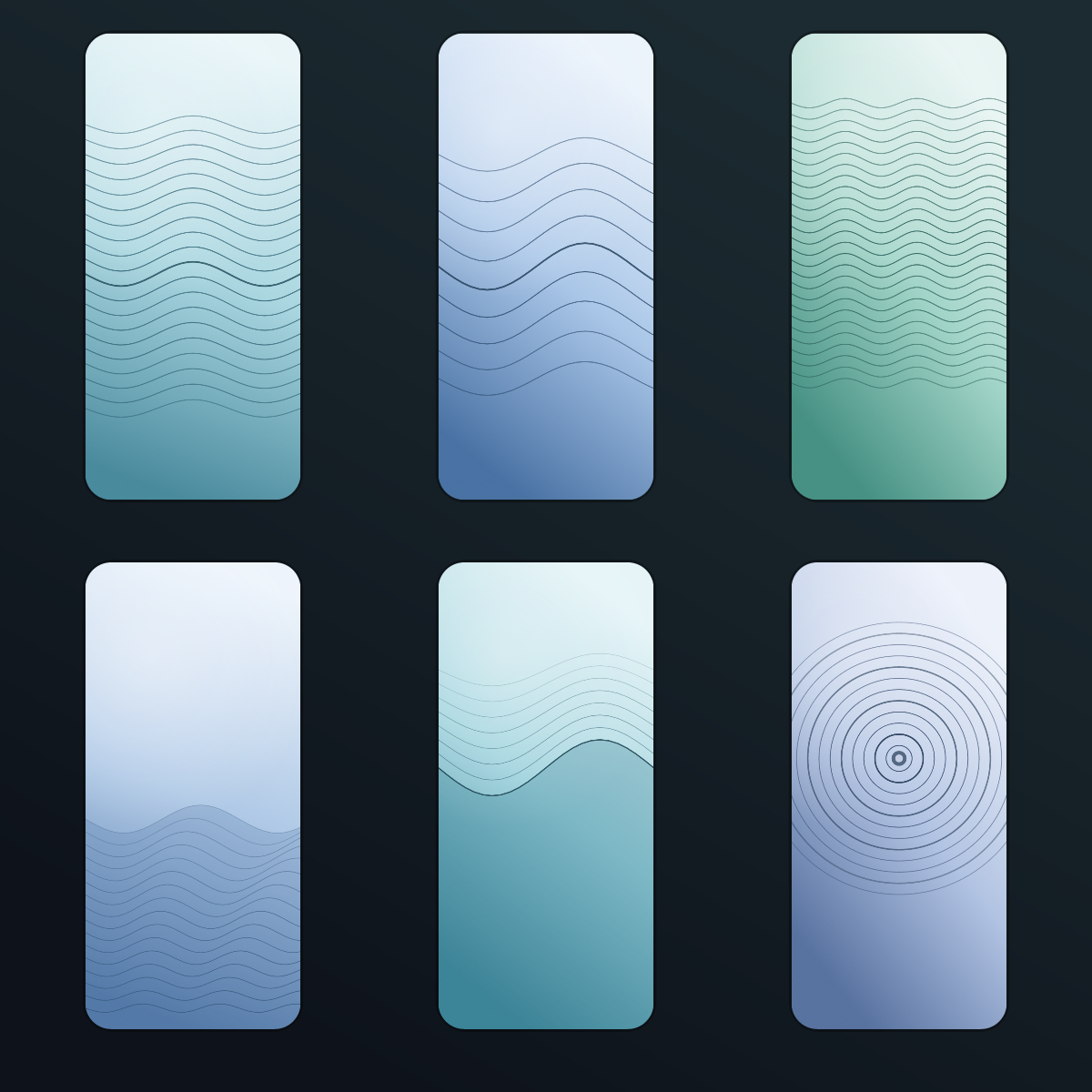 Ocean Wave Minimalist Wallpapers — 12 Calm Blue Line Wave Lock Screens (iPhone + Android) preview 2