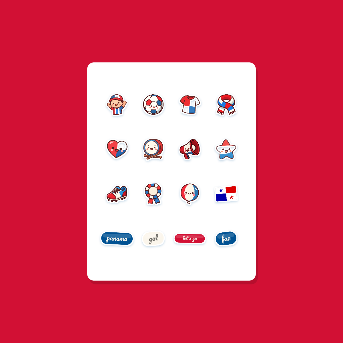 Panama Football Fan Sticker Pack — 16 Kawaii Die-Cut Supporter Stickers (PNG + SVG) preview 3