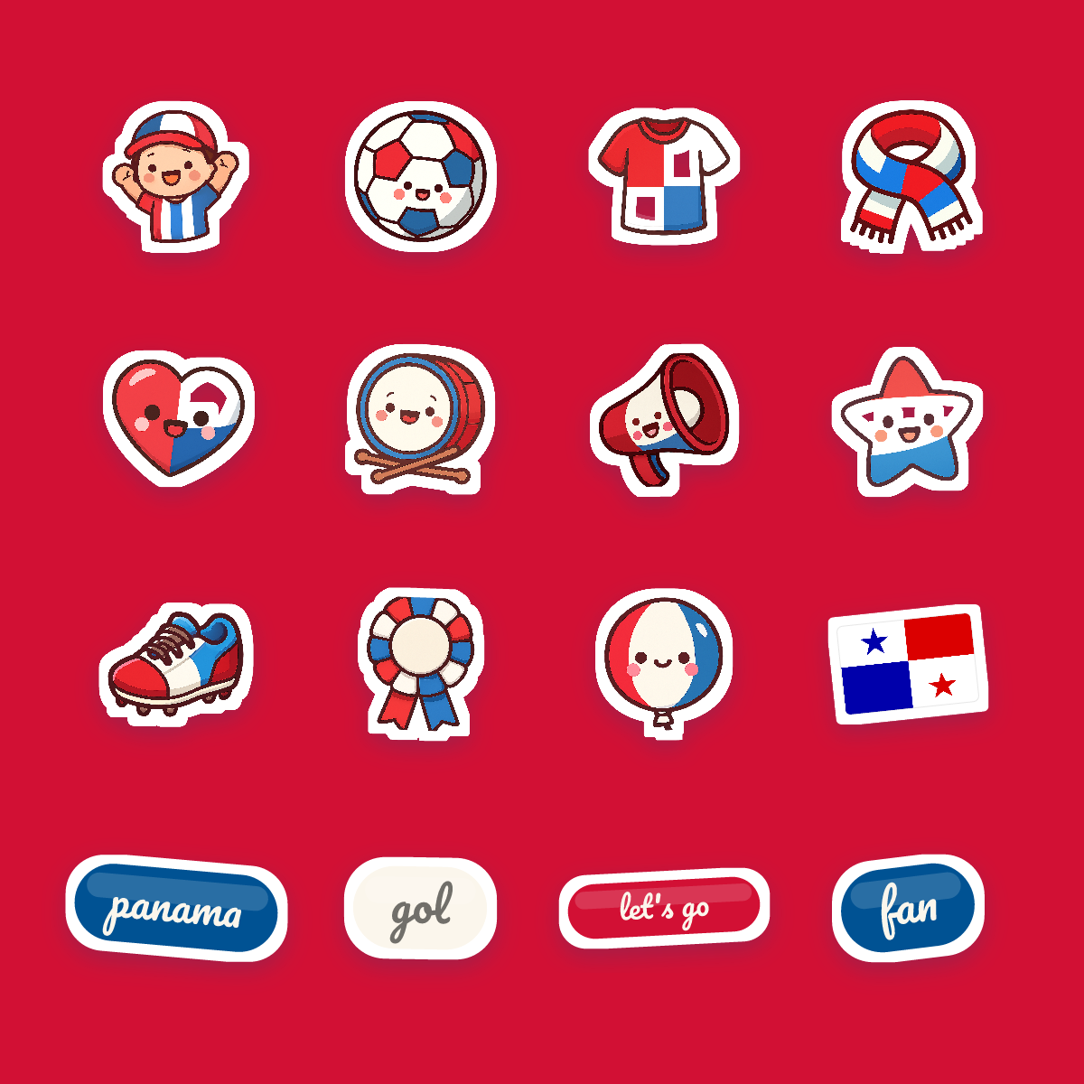 Panama Football Fan Sticker Pack — 16 Kawaii Die-Cut Supporter Stickers (PNG + SVG) preview 4