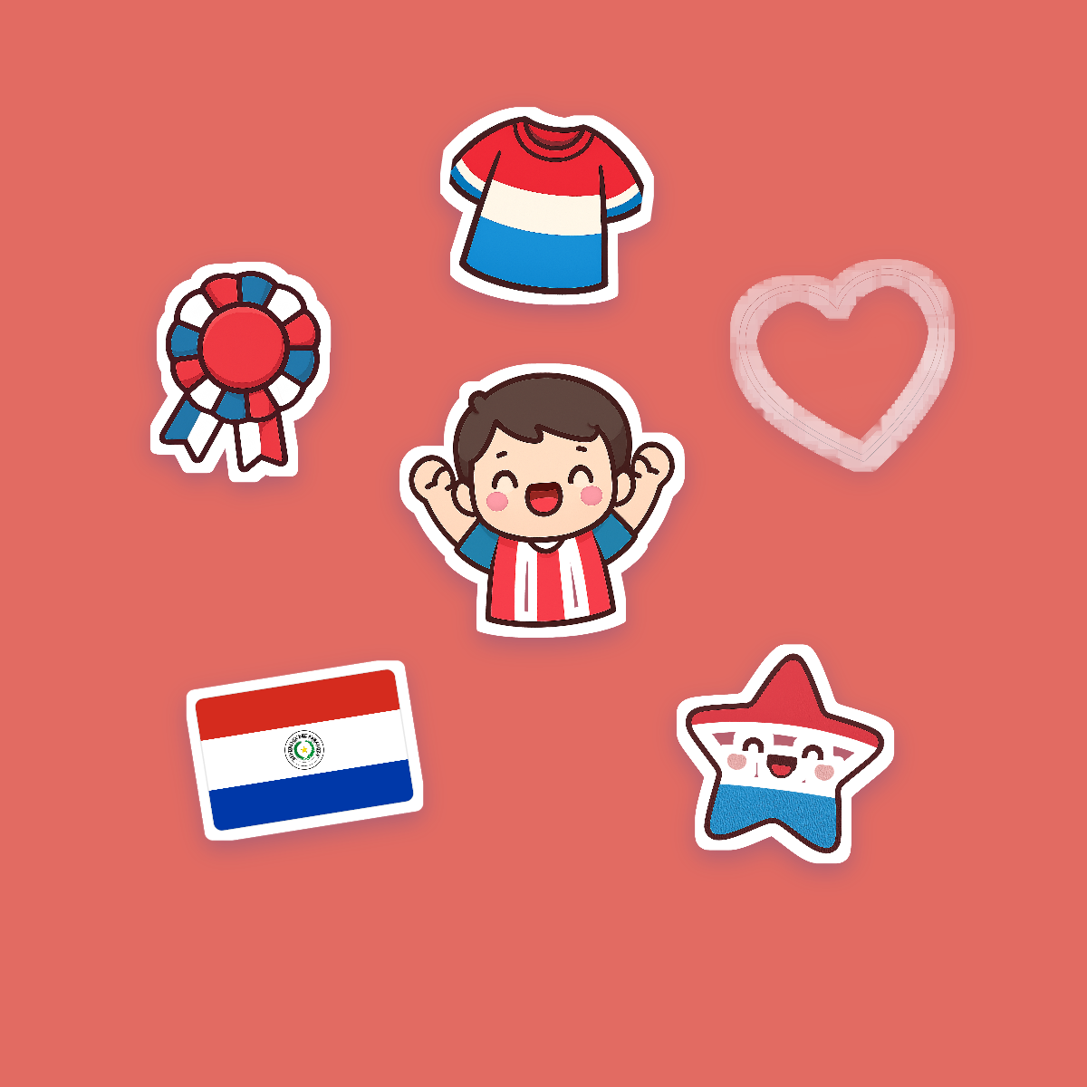 Paraguay Football Fan Sticker Pack — 16 Kawaii Die-Cut Supporter Stickers (PNG + SVG) preview 2