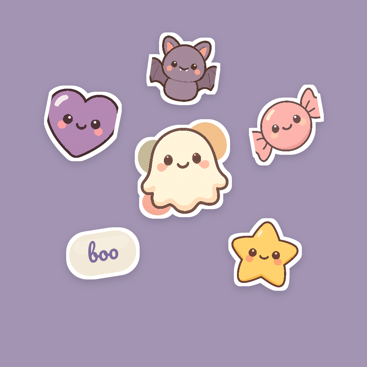 Pastel Halloween Sticker Pack — 14 Die-Cut Ghost, Pumpkin & Bat Stickers (PNG + SVG, Commercial Use) preview 2