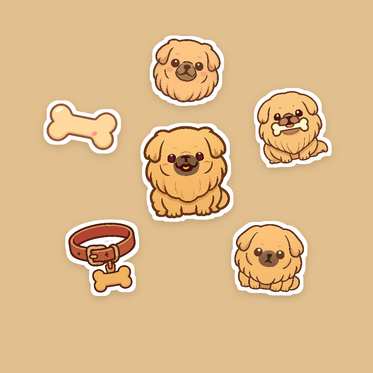 Pekingese Kawaii Sticker Pack — Dog Mom Die-Cut Stickers (PNG + SVG, Commercial Use) preview 2