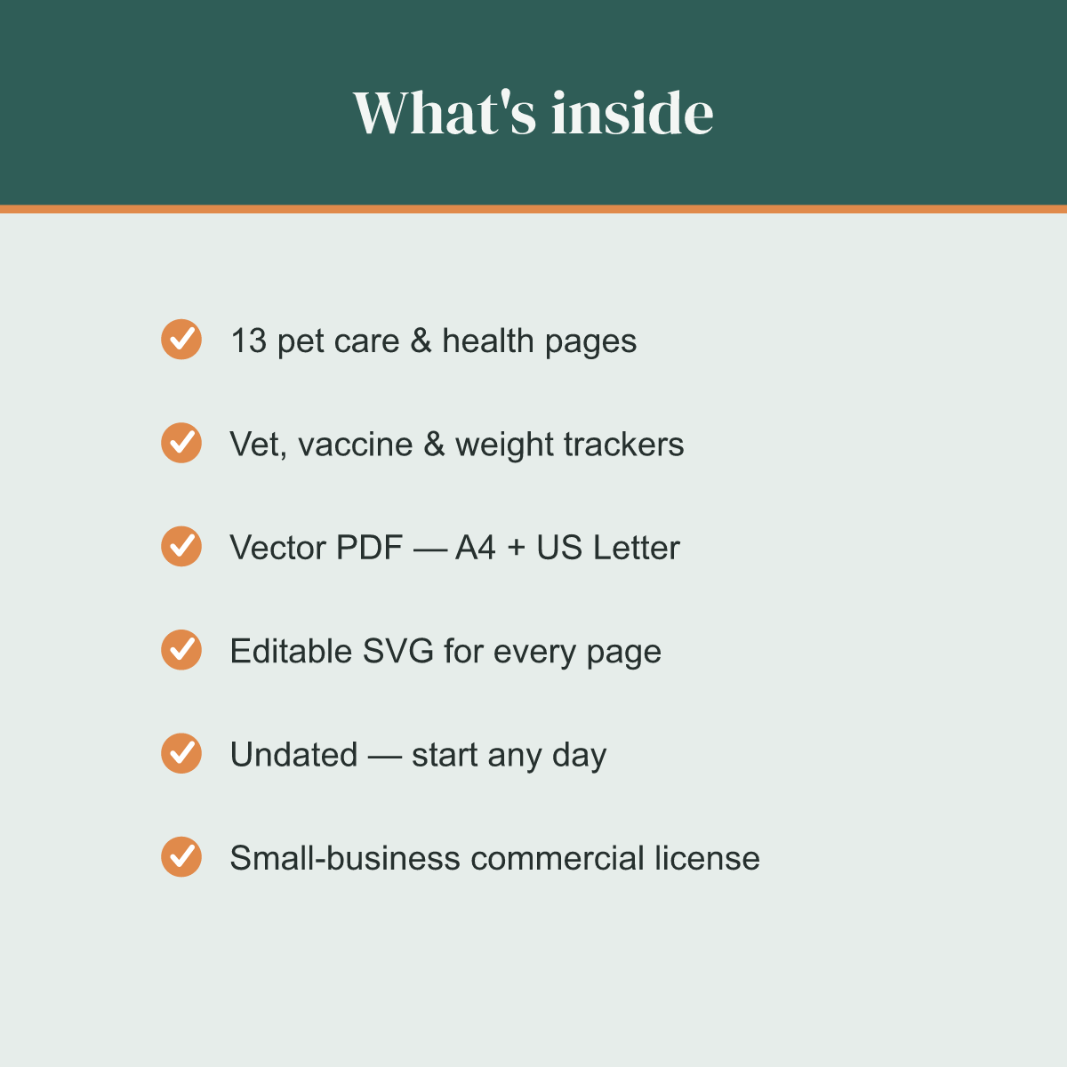 Pet Care & Health Planner — 13 Printable Pages (Pet Profile, Vet Log, Vaccination Record, Weight & Feeding Trackers, Grooming, Training & Pet Budget · A4 + US Letter PDF + SVG) preview 5