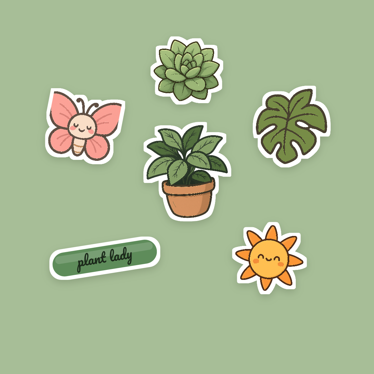 Plant Lover Sticker Pack — 14 Die-Cut Houseplant & Botanical Stickers (PNG + SVG, Commercial Use) preview 2