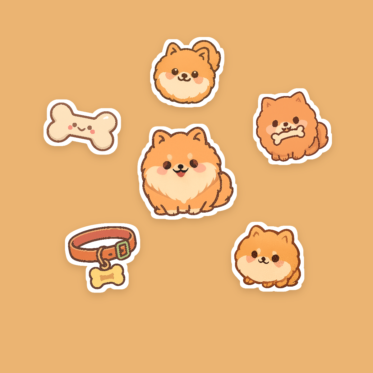 Pomeranian Kawaii Sticker Pack — Dog Mom Die-Cut Stickers (PNG + SVG, Commercial Use) preview 2