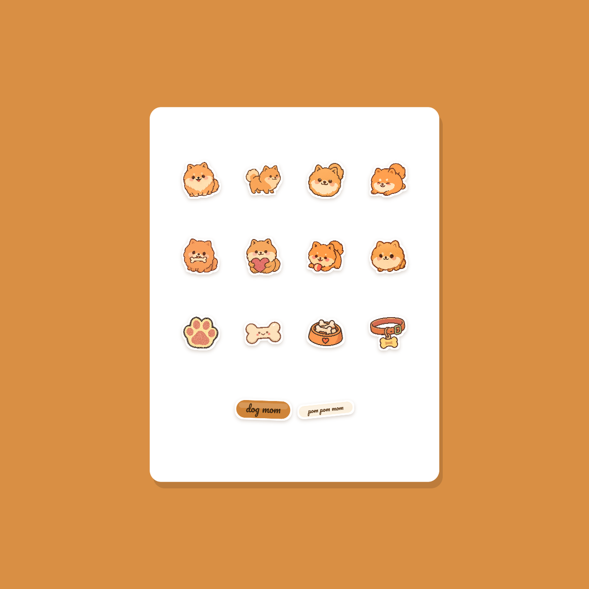 Pomeranian Kawaii Sticker Pack — Dog Mom Die-Cut Stickers (PNG + SVG, Commercial Use) preview 3