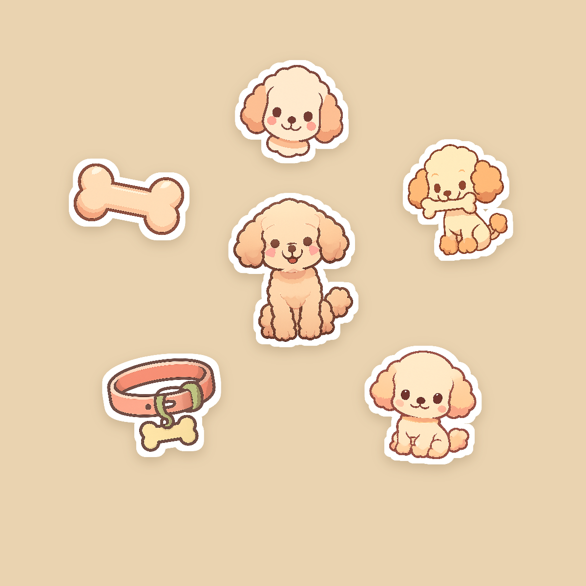 Poodle Kawaii Sticker Pack — Dog Mom Die-Cut Stickers (PNG + SVG, Commercial Use) preview 2