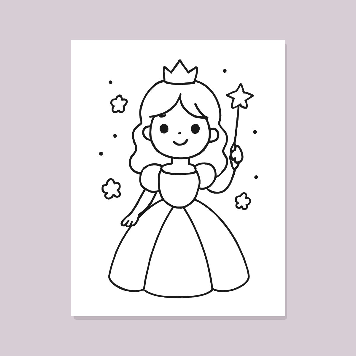 Princess Coloring Pages for Kids — 10 Easy Printable Coloring Sheets (Cute Princesses, Ball Gown & More) preview 3