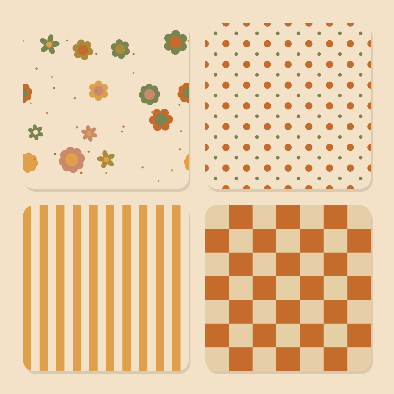 Retro 70s Digital Paper Pack — 8 Seamless Groovy Flower Patterns (Commercial Use)