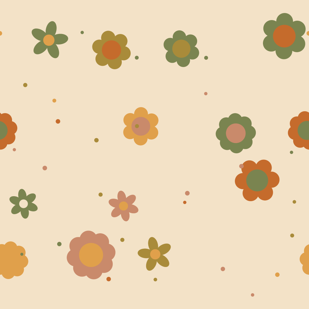 Retro 70s Digital Paper Pack — 8 Seamless Groovy Flower Patterns (Commercial Use) preview 2