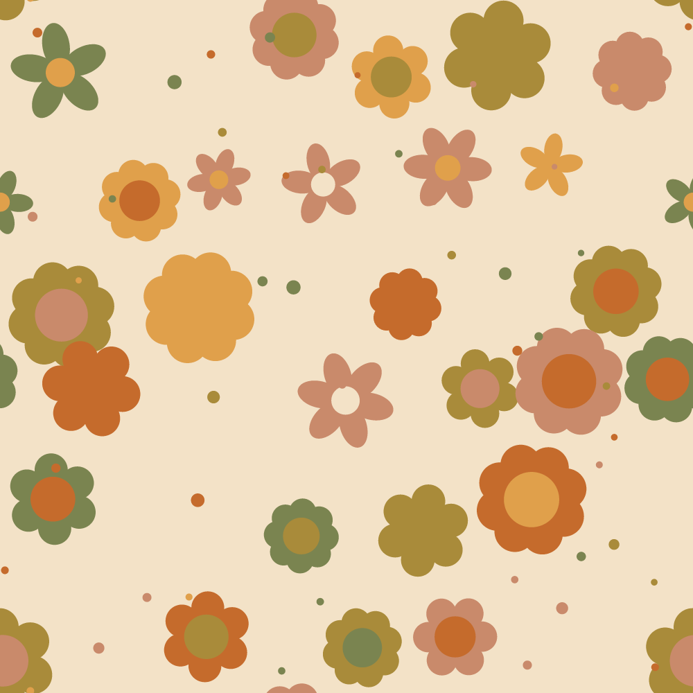 Retro 70s Digital Paper Pack — 8 Seamless Groovy Flower Patterns (Commercial Use) preview 3