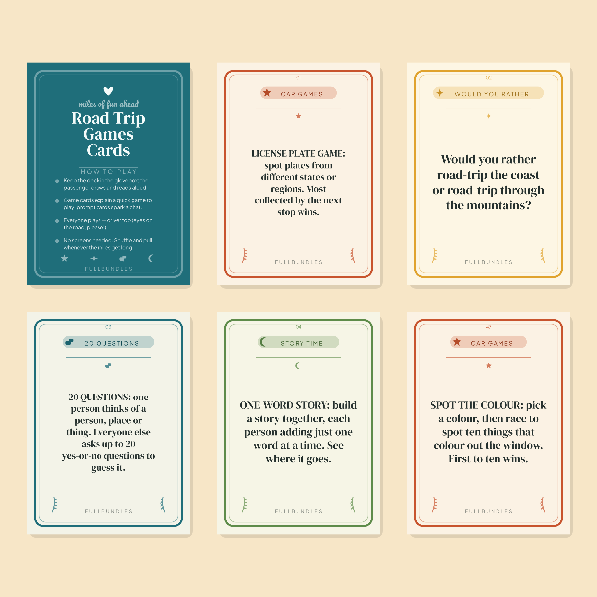 Road Trip Games Cards — 47 Printable Car Games & Travel Prompts preview 2