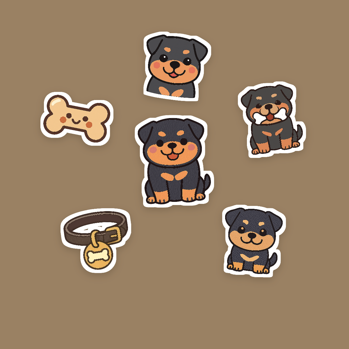 Rottweiler Kawaii Sticker Pack — Dog Mom Die-Cut Stickers (PNG + SVG, Commercial Use) preview 2