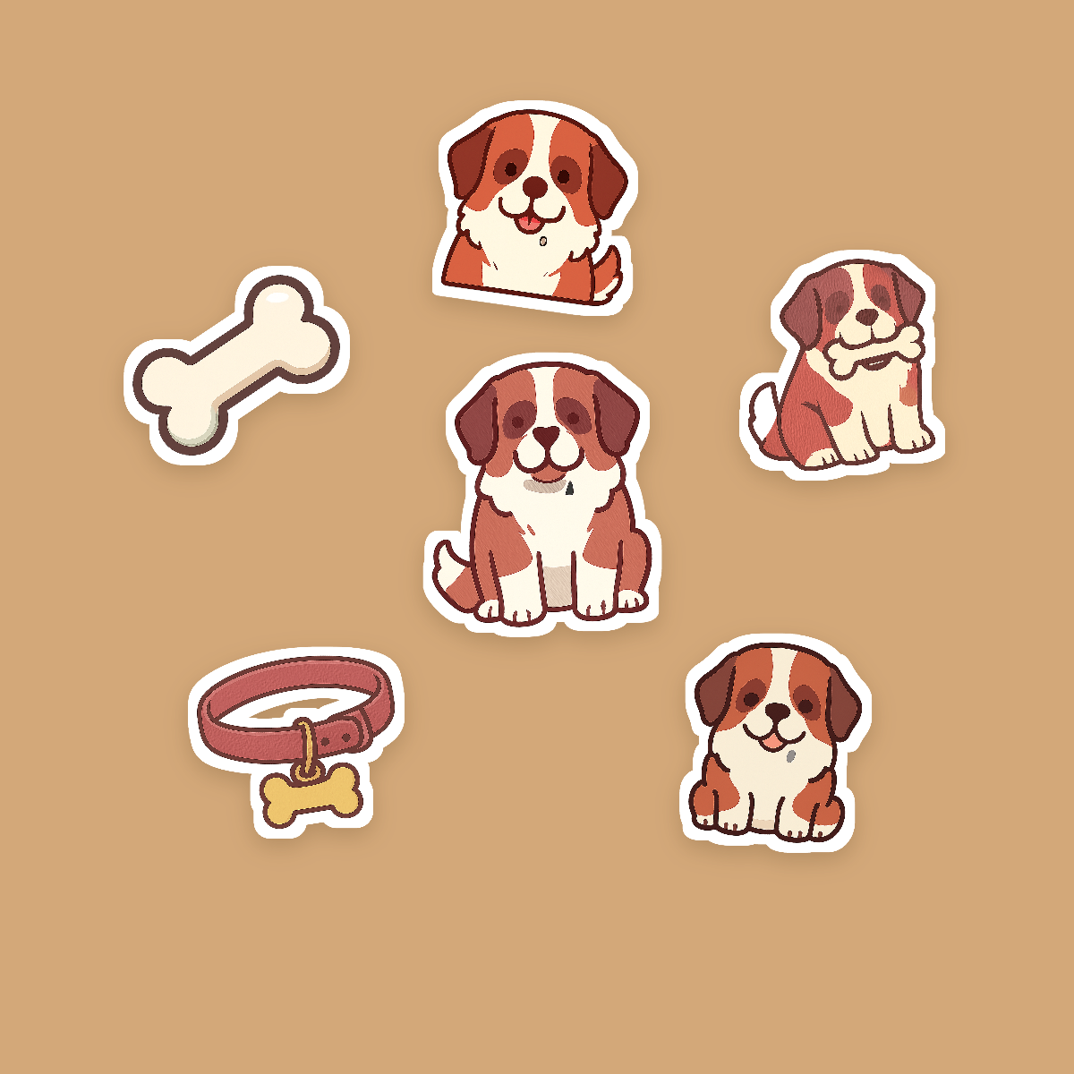 Saint Bernard Kawaii Sticker Pack — Dog Mom Die-Cut Stickers (PNG + SVG, Commercial Use) preview 2