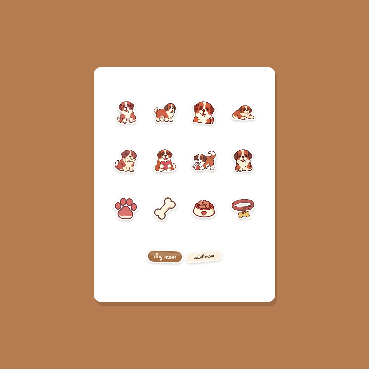 Saint Bernard Kawaii Sticker Pack — Dog Mom Die-Cut Stickers (PNG + SVG, Commercial Use) preview 3