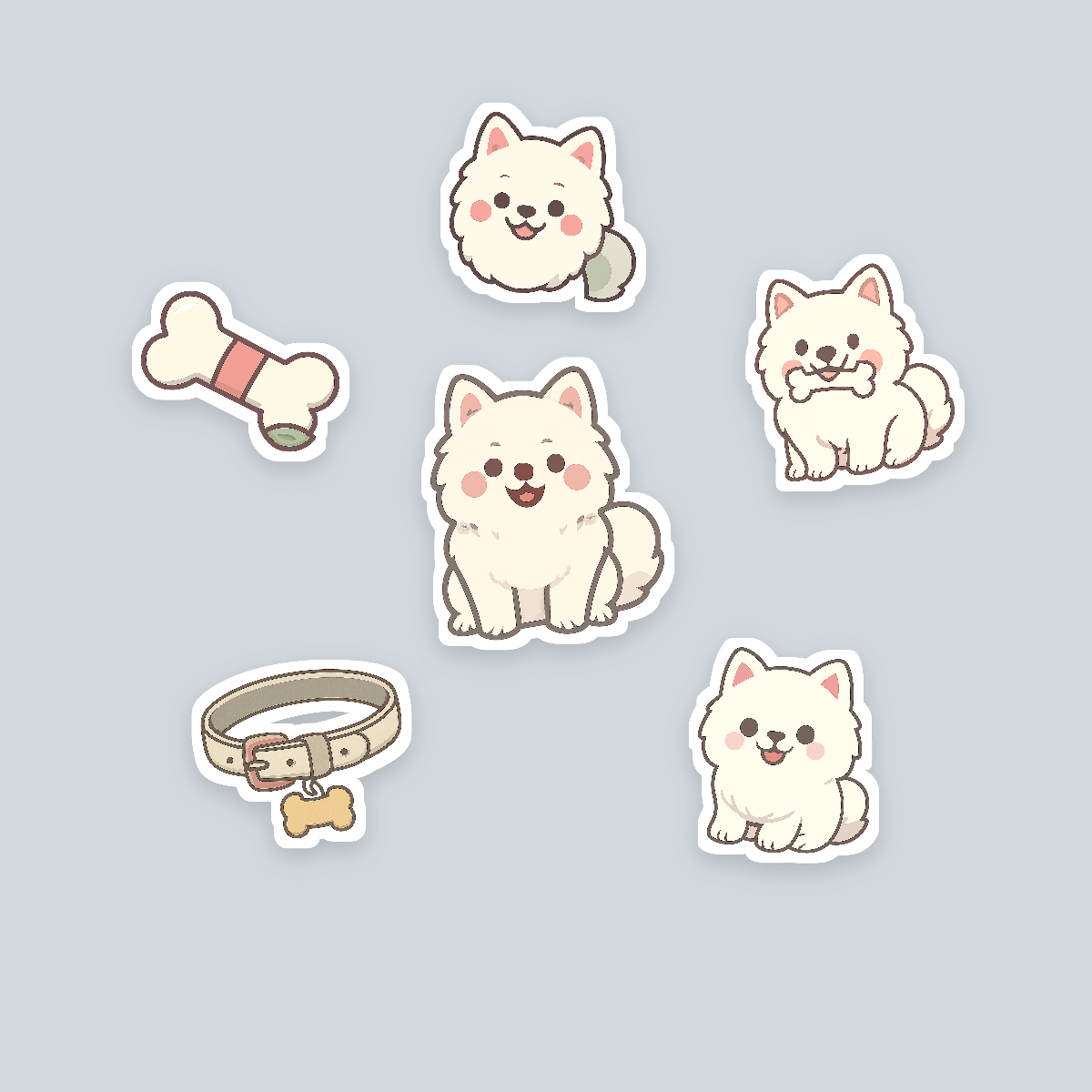 Samoyed Kawaii Sticker Pack — Dog Mom Die-Cut Stickers (PNG + SVG, Commercial Use) preview 2