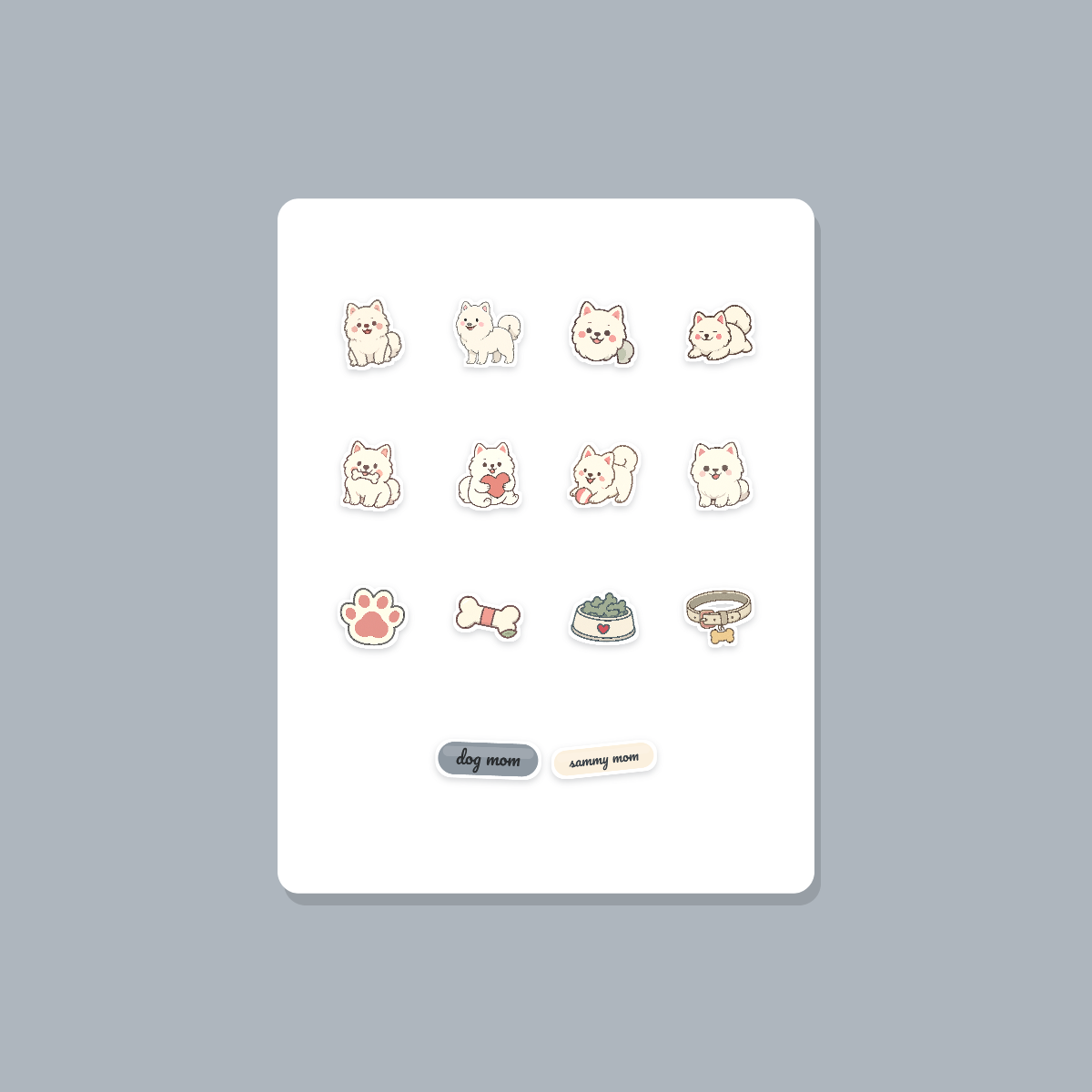 Samoyed Kawaii Sticker Pack — Dog Mom Die-Cut Stickers (PNG + SVG, Commercial Use) preview 3