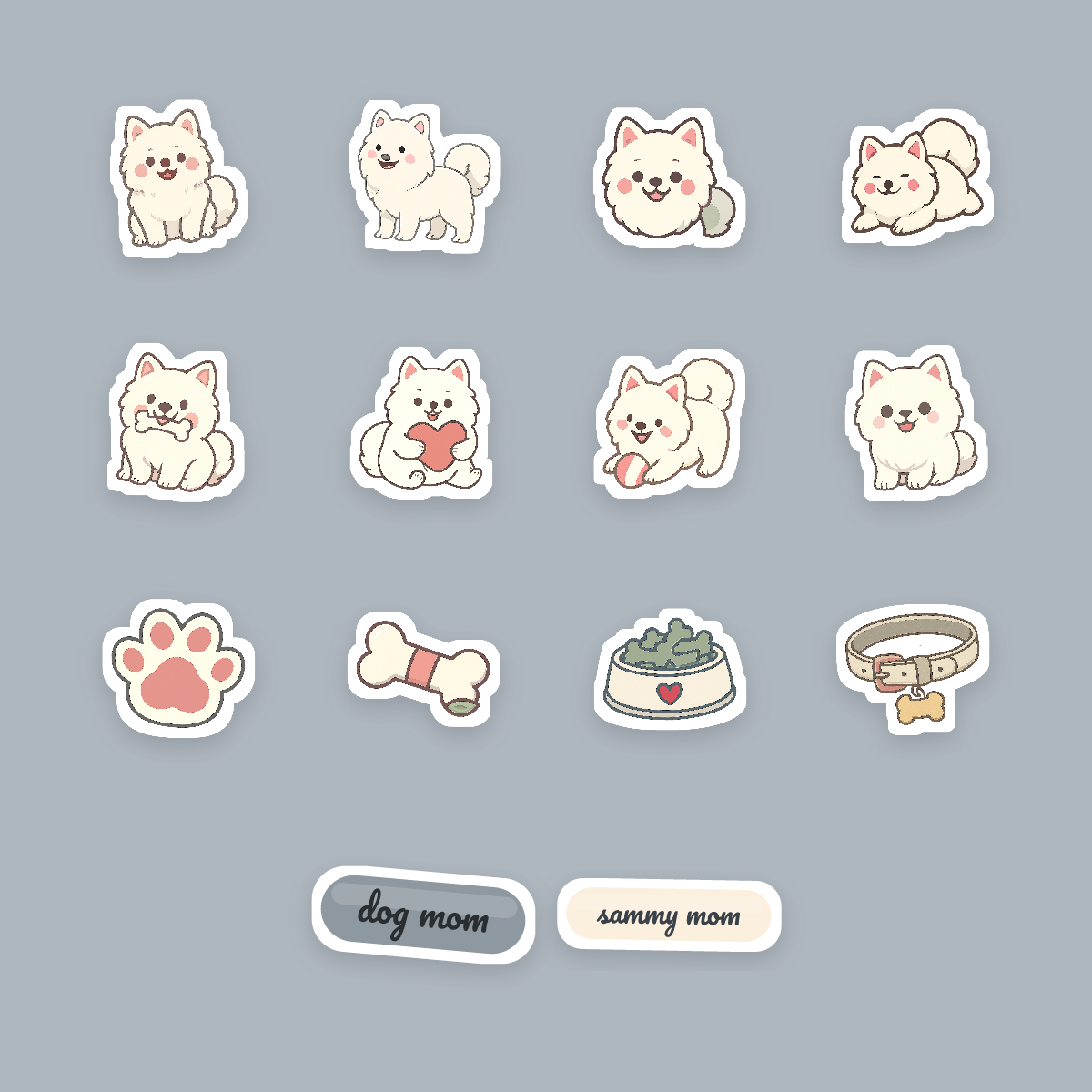 Samoyed Kawaii Sticker Pack — Dog Mom Die-Cut Stickers (PNG + SVG, Commercial Use) preview 4