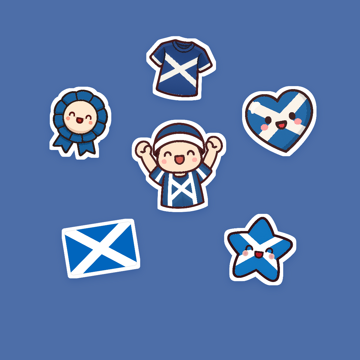 Scotland Football Fan Sticker Pack — 16 Kawaii Die-Cut Supporter Stickers (PNG + SVG) preview 2