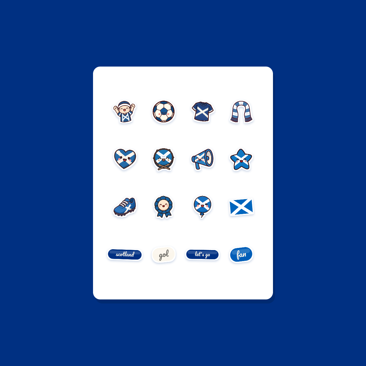 Scotland Football Fan Sticker Pack — 16 Kawaii Die-Cut Supporter Stickers (PNG + SVG) preview 3