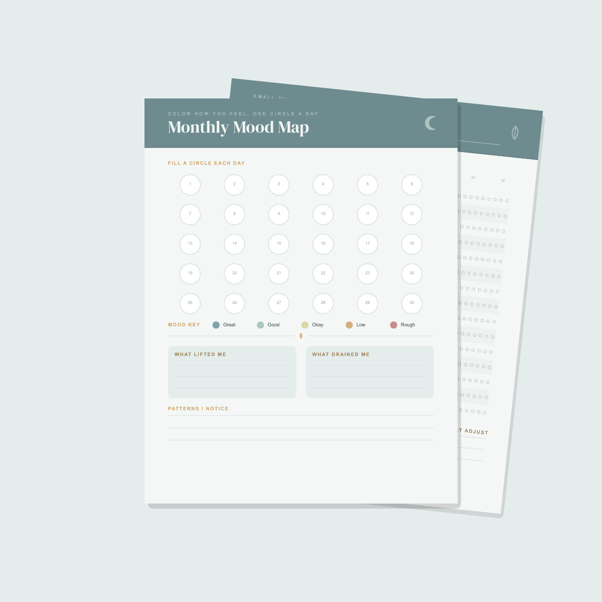 Self-Care & Wellness Planner (Coastal Blue) — 13 Printable Pages (A4 + US Letter PDF + SVG) preview 4