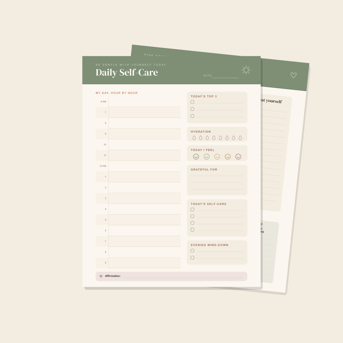 Self-Care & Wellness Planner — 13 Printable Pages (A4 + US Letter PDF + SVG) preview 2