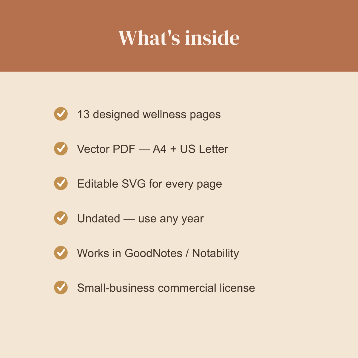 Self-Care & Wellness Planner (Terracotta) — 13 Printable Pages (A4 + US Letter PDF + SVG) preview 5