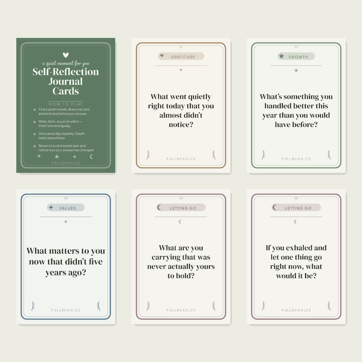 Self-Reflection Journal Cards — 48 Printable Mindfulness Prompts preview 2