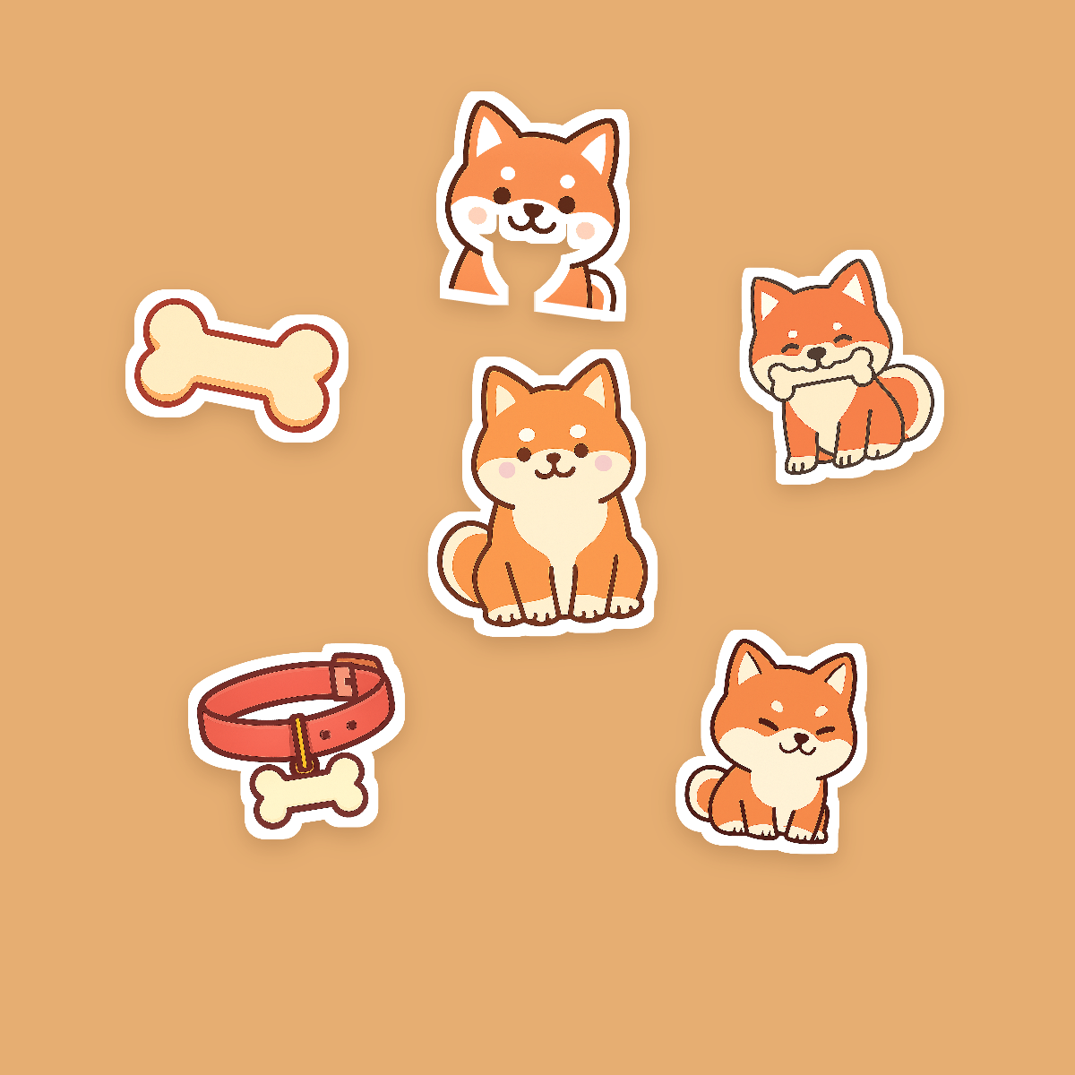 Shiba Inu Kawaii Sticker Pack — Dog Mom Die-Cut Stickers (PNG + SVG, Commercial Use) preview 2