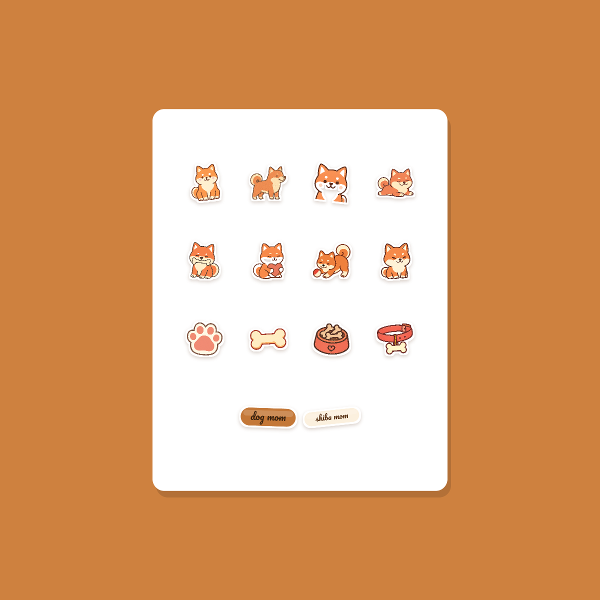 Shiba Inu Kawaii Sticker Pack — Dog Mom Die-Cut Stickers (PNG + SVG, Commercial Use) preview 3