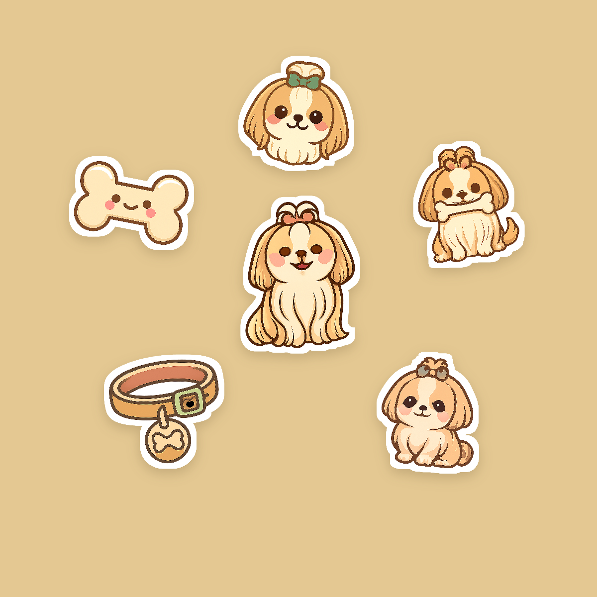 Shih Tzu Kawaii Sticker Pack — Dog Mom Die-Cut Stickers (PNG + SVG, Commercial Use) preview 2