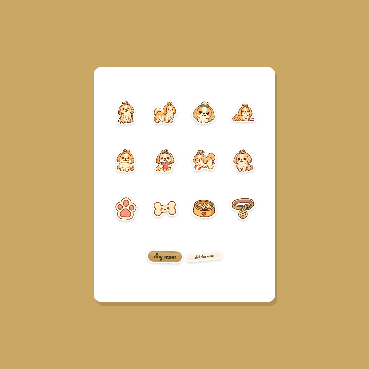 Shih Tzu Kawaii Sticker Pack — Dog Mom Die-Cut Stickers (PNG + SVG, Commercial Use) preview 3