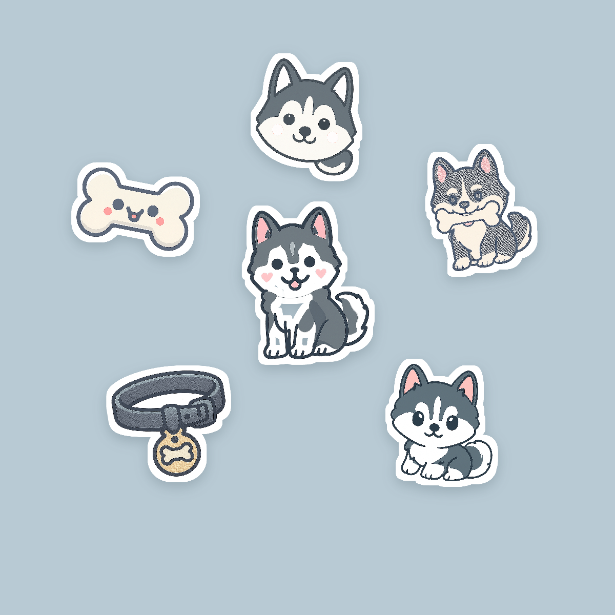 Siberian Husky Kawaii Sticker Pack — Dog Mom Die-Cut Stickers (PNG + SVG, Commercial Use) preview 2