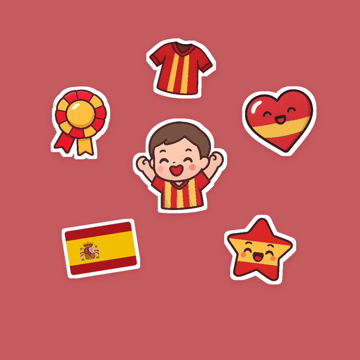 Spain Football Fan Sticker Pack — 16 Kawaii Die-Cut Supporter Stickers (PNG + SVG) preview 2