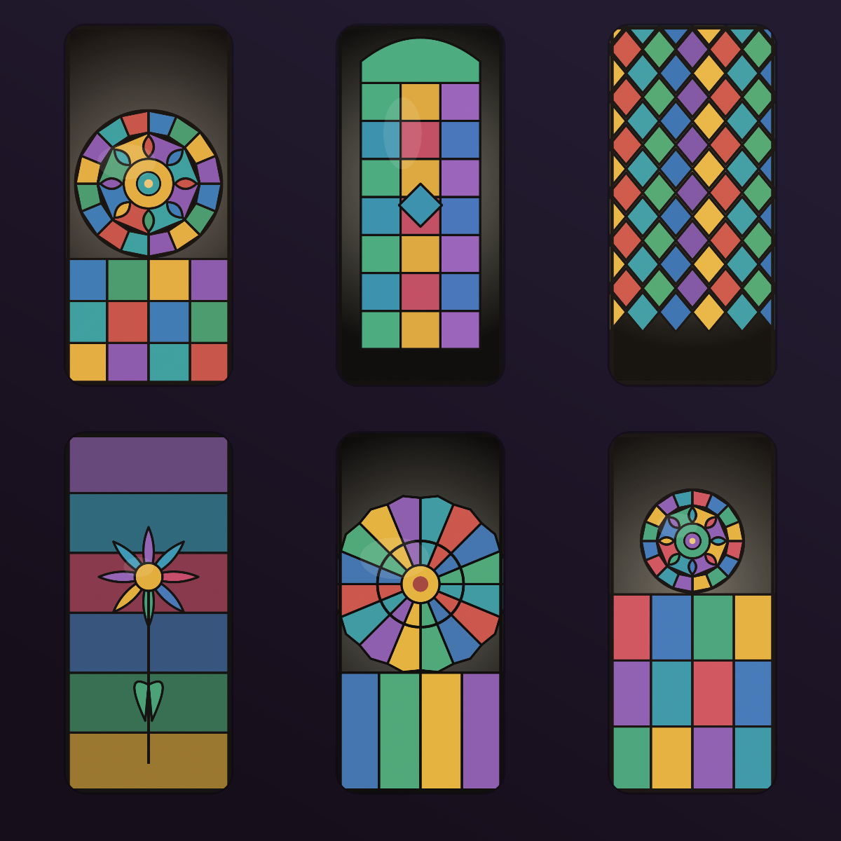 Stained Glass Mosaic Wallpapers — 12 Bold Jewel-Tone Leaded Glass Lock Screens (iPhone + Android) preview 2
