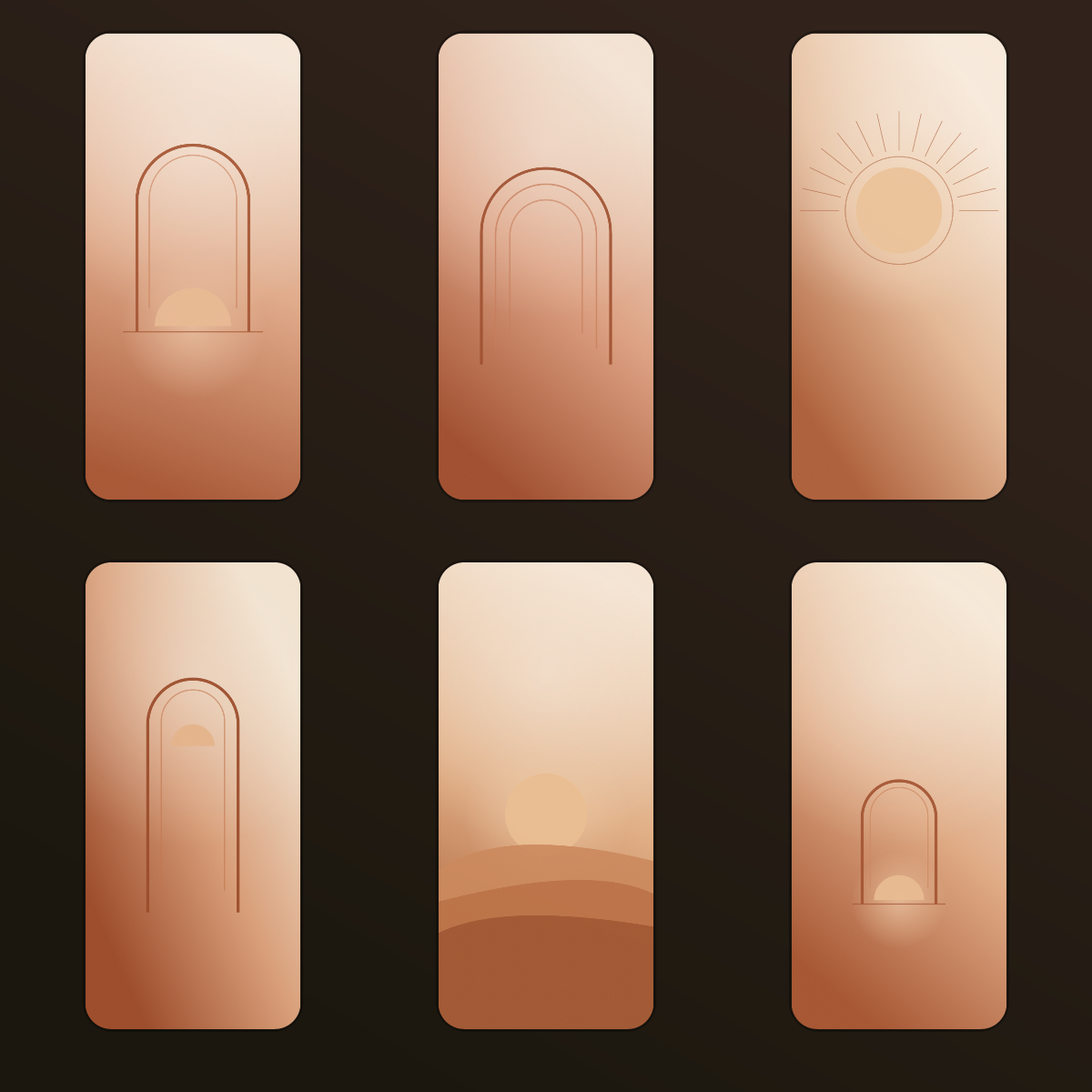 Terracotta Arch Boho Wallpapers — 12 Warm Clay Sun & Arch Lock Screens (iPhone + Android) preview 2