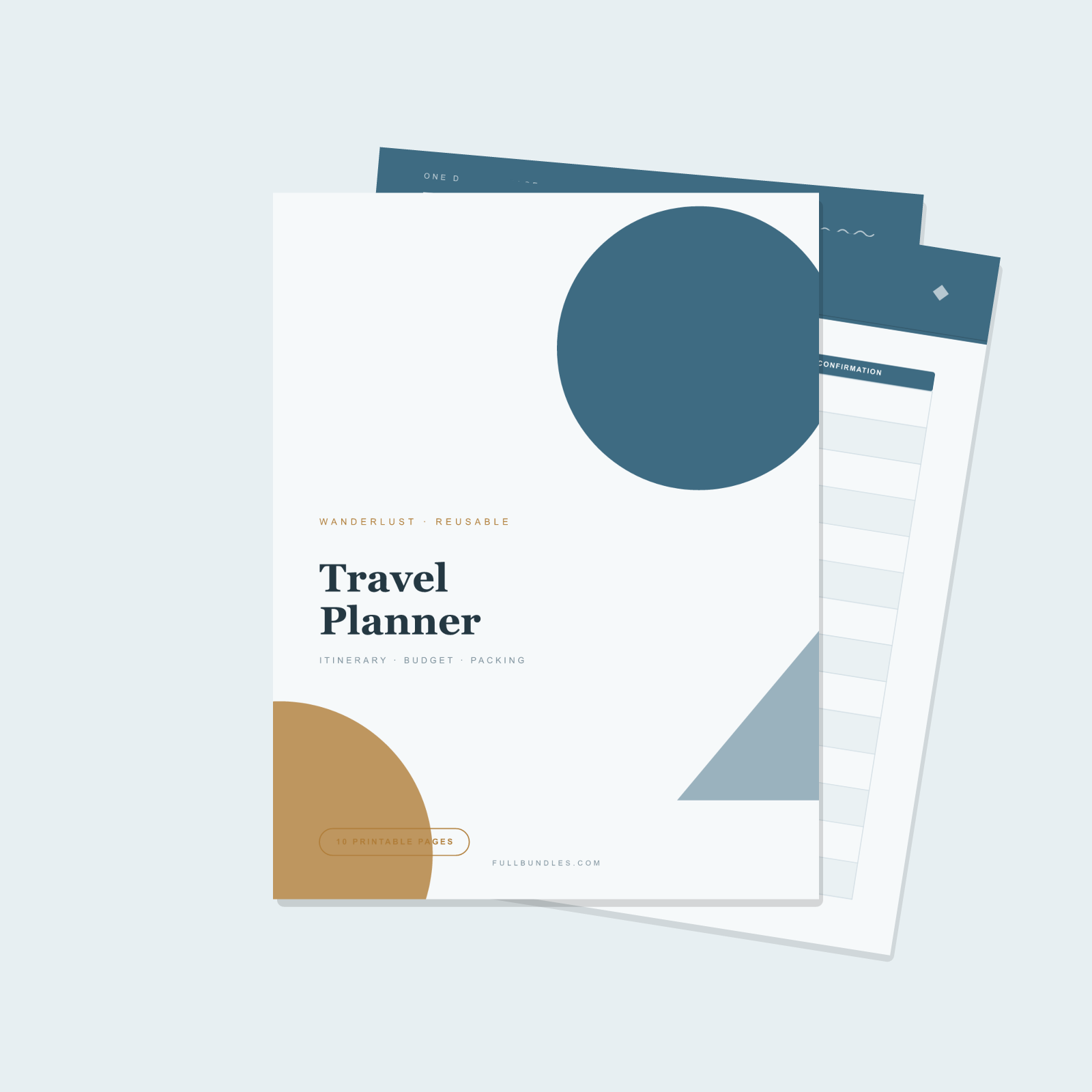 Travel & Vacation Planner — 10 Printable Pages (Itinerary, Budget, Packing · A4 + US Letter PDF + SVG)
