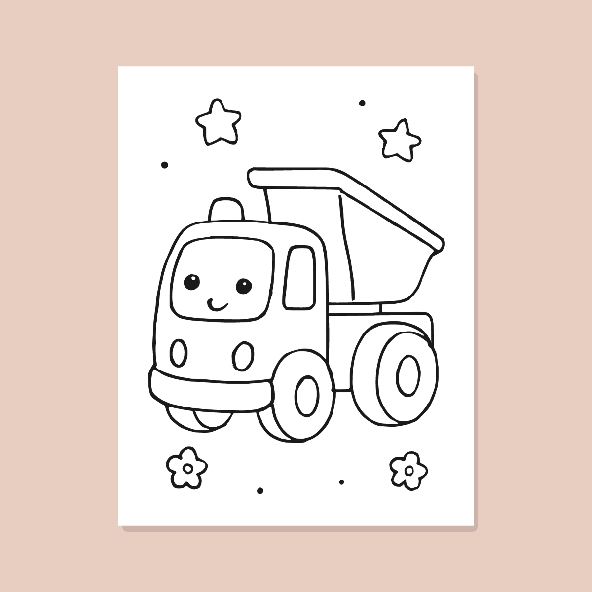 Trucks & Vehicles Coloring Pages for Kids — 10 Easy Printable Coloring Sheets (Fire Truck, Digger, Train & More) preview 3