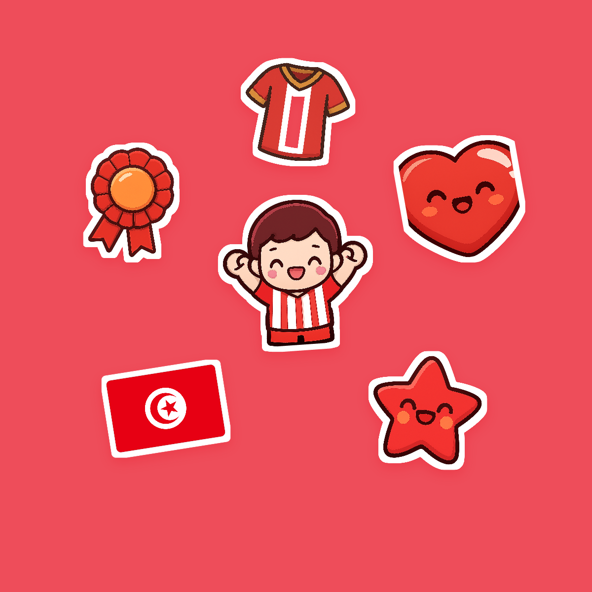Tunisia Football Fan Sticker Pack — 16 Kawaii Die-Cut Supporter Stickers (PNG + SVG) preview 2