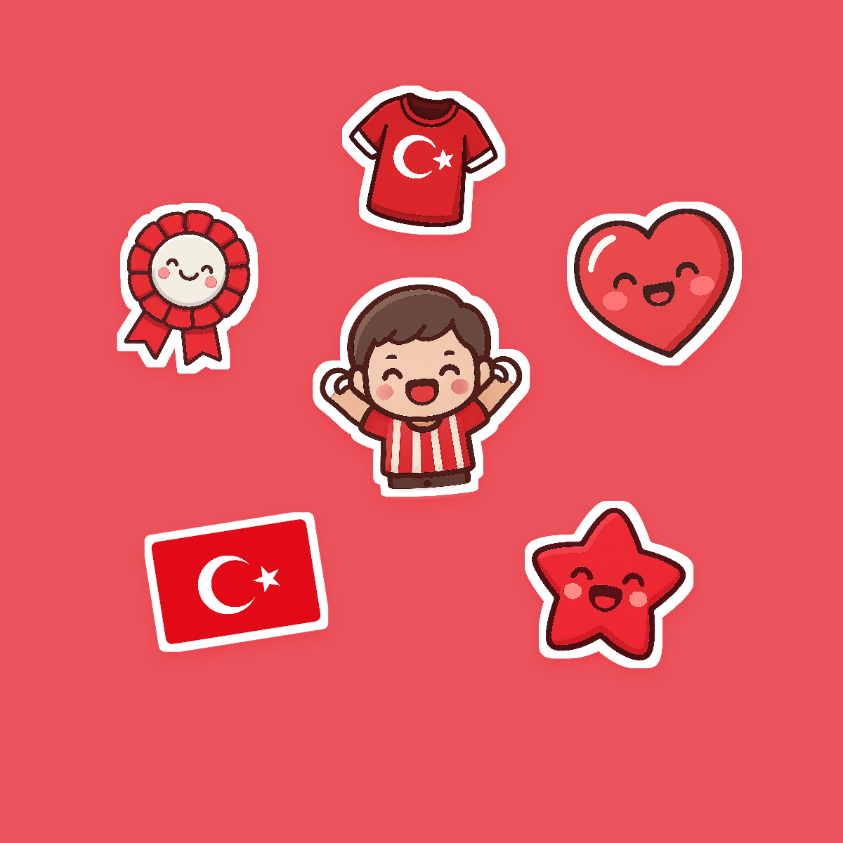 Türkiye Football Fan Sticker Pack — 16 Kawaii Die-Cut Supporter Stickers (PNG + SVG) preview 2