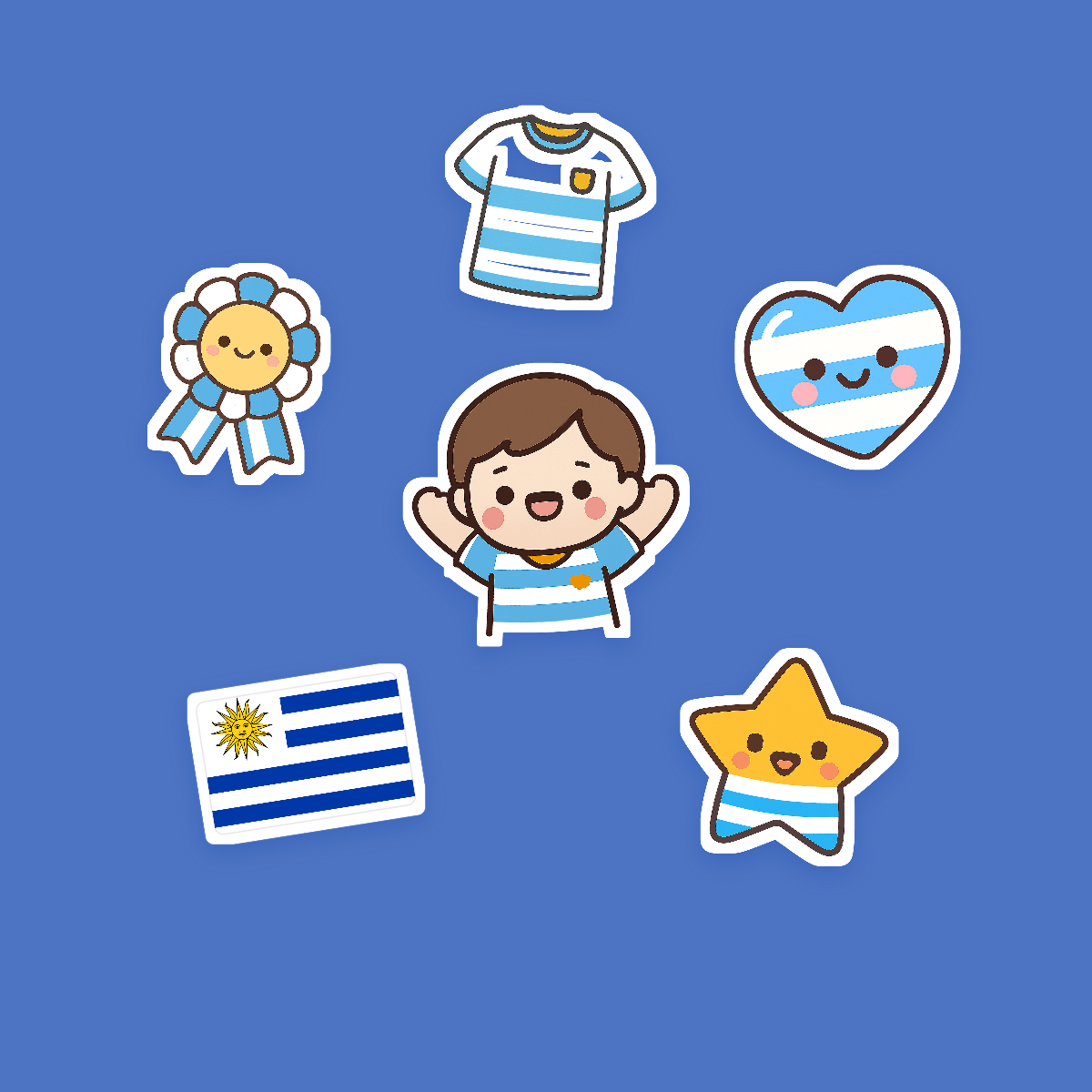 Uruguay Football Fan Sticker Pack — 16 Kawaii Die-Cut Supporter Stickers (PNG + SVG) preview 2
