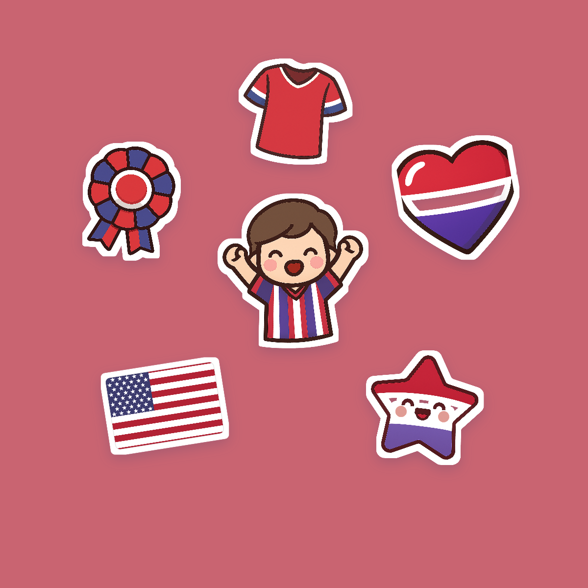 USA Football Fan Sticker Pack — 16 Kawaii Die-Cut Supporter Stickers (PNG + SVG) preview 2