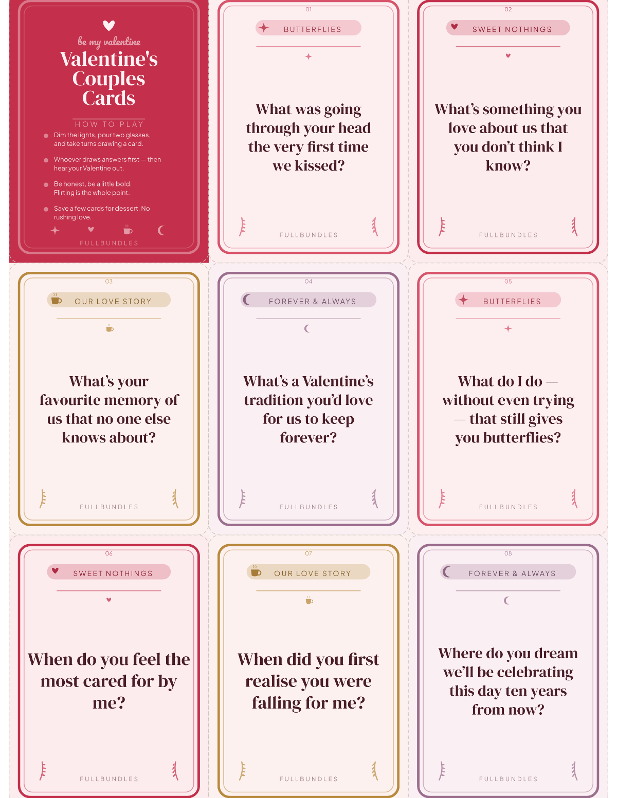 Valentine's Couples Cards — 48 Printable Love & Romance Prompts preview 3