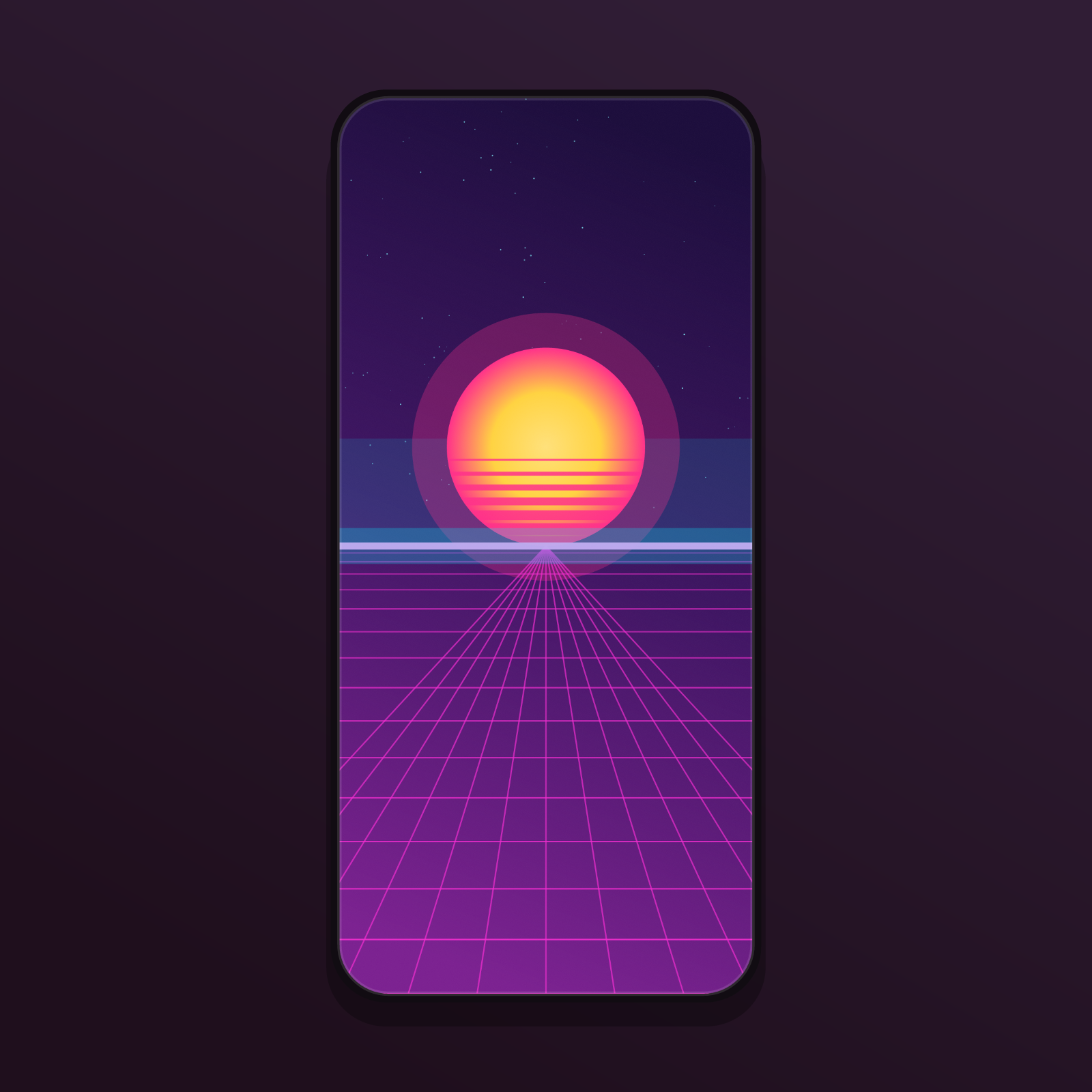 Vaporwave Retrowave Grid Wallpapers — 12 Neon 80s Synthwave Sun Lock Screens (iPhone + Android)