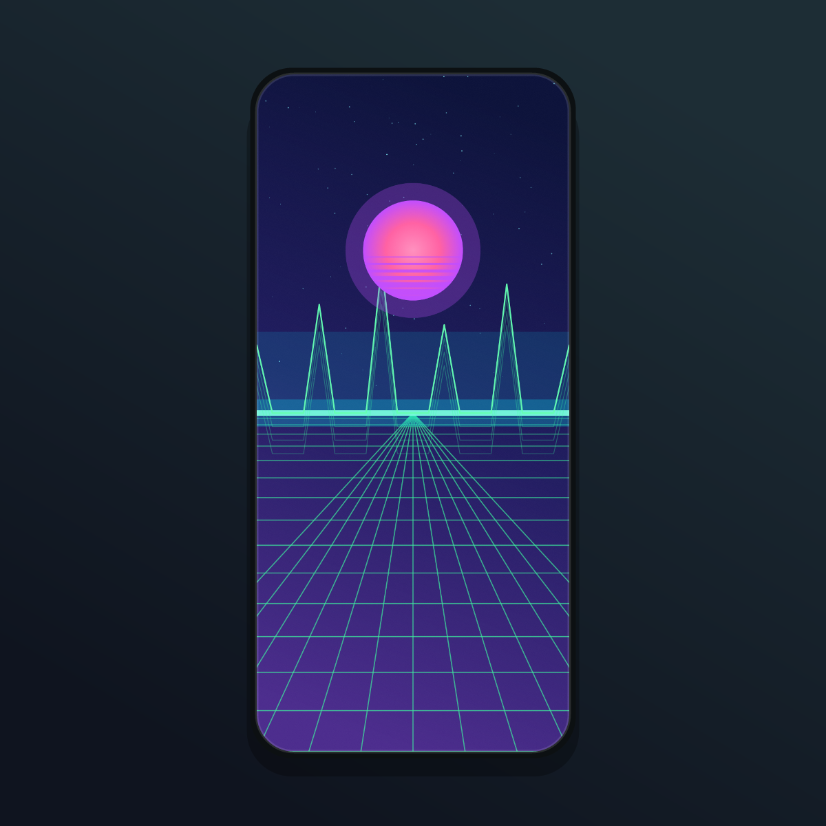 Vaporwave Retrowave Grid Wallpapers — 12 Neon 80s Synthwave Sun Lock Screens (iPhone + Android) preview 4