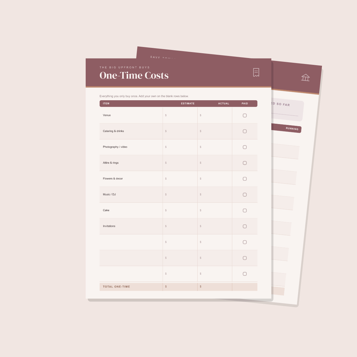 Wedding Budget Planner — 13 Printable Pages (Wedding Budget Overview, Budget by Category, Vendor Payments, Guest-Count Costs, Savings & Honeymoon Fund, Full Cost Projection · A4 + US Letter PDF + SVG) preview 2
