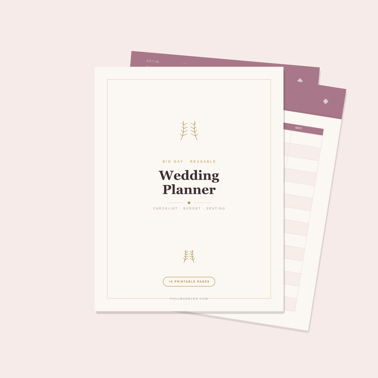 Wedding Planner — 10 Printable Pages (A4 + US Letter PDF + SVG)