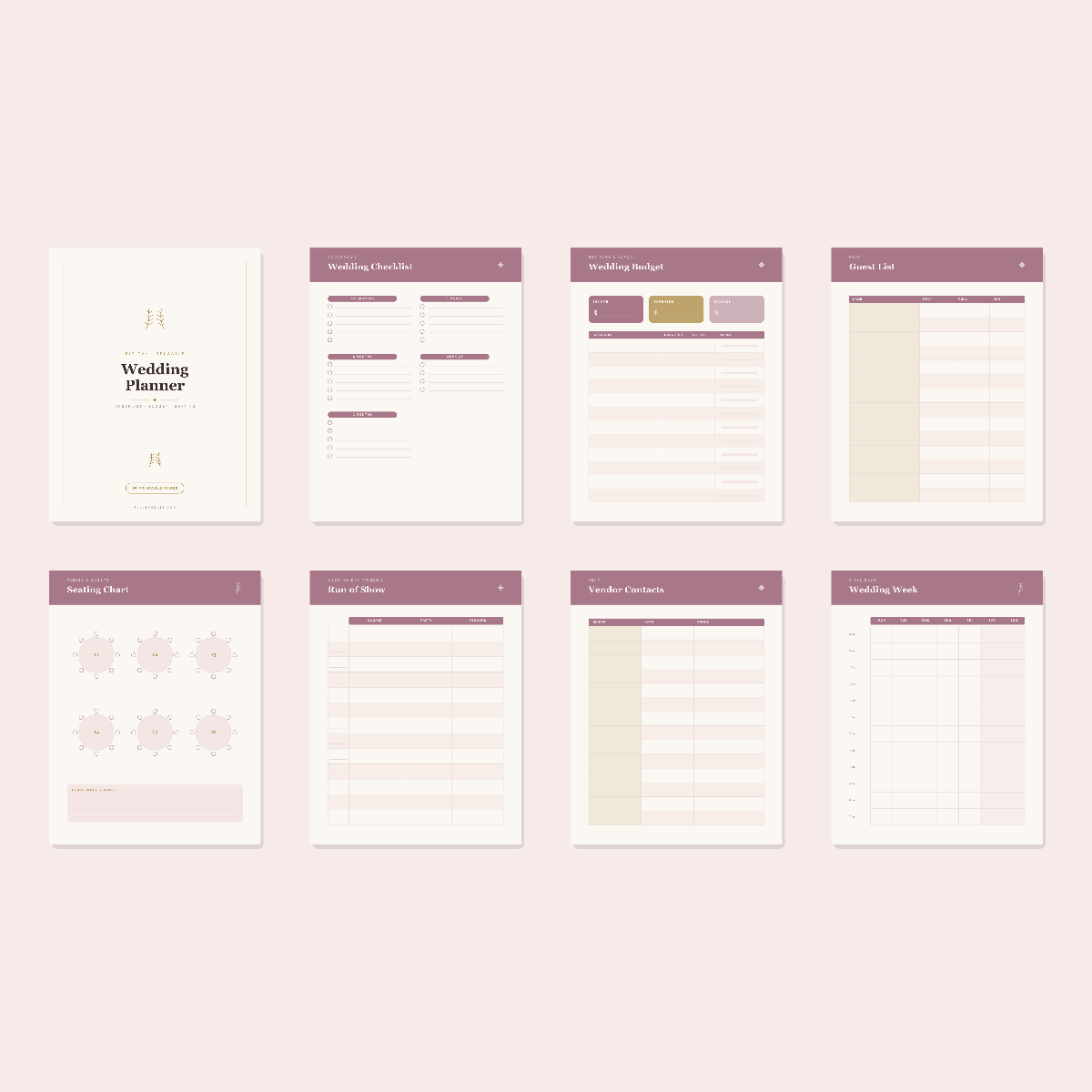 Wedding Planner — 10 Printable Pages (A4 + US Letter PDF + SVG) preview 3
