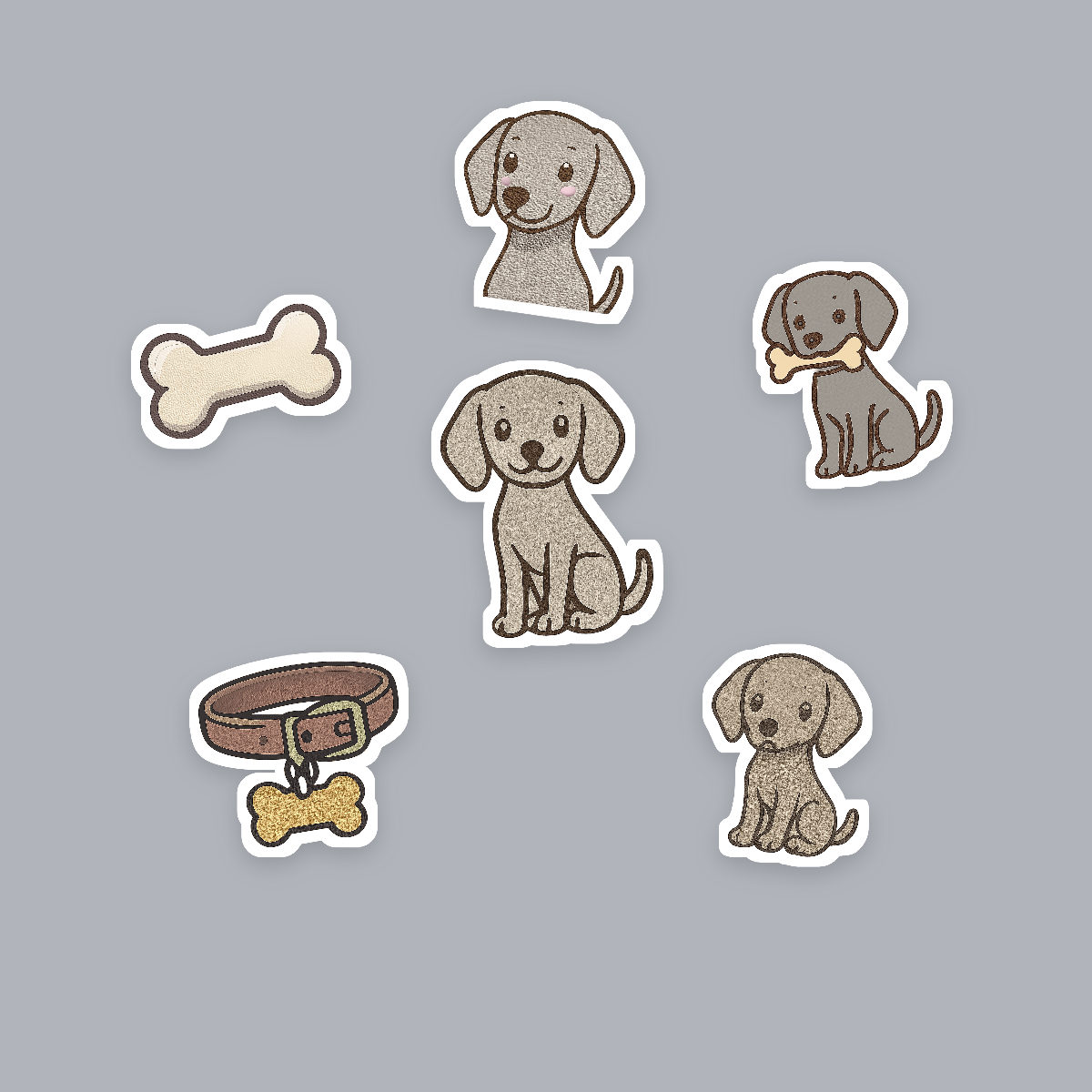 Weimaraner Kawaii Sticker Pack — Dog Mom Die-Cut Stickers (PNG + SVG, Commercial Use) preview 2